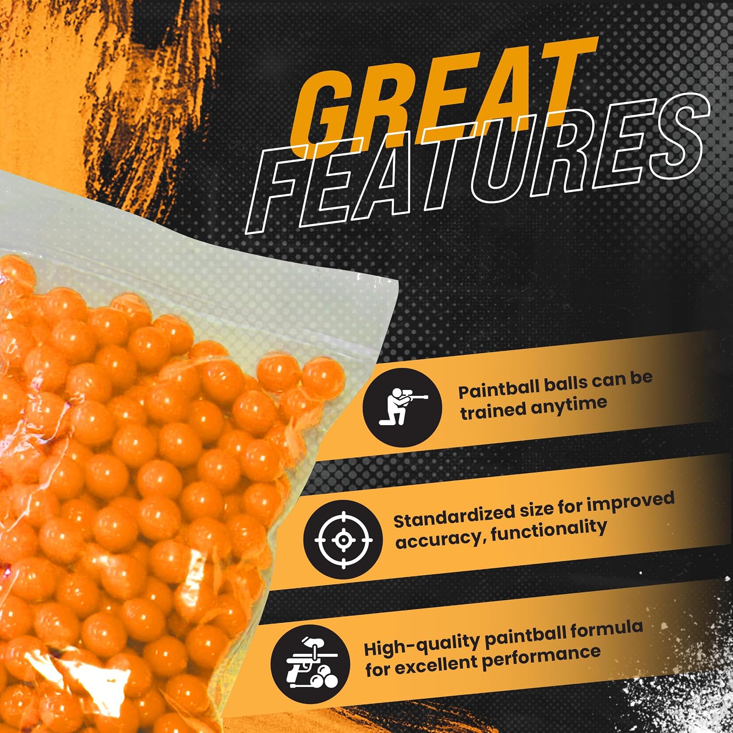 3Skull .43 Caliber Premium Paintballs Orange (200)