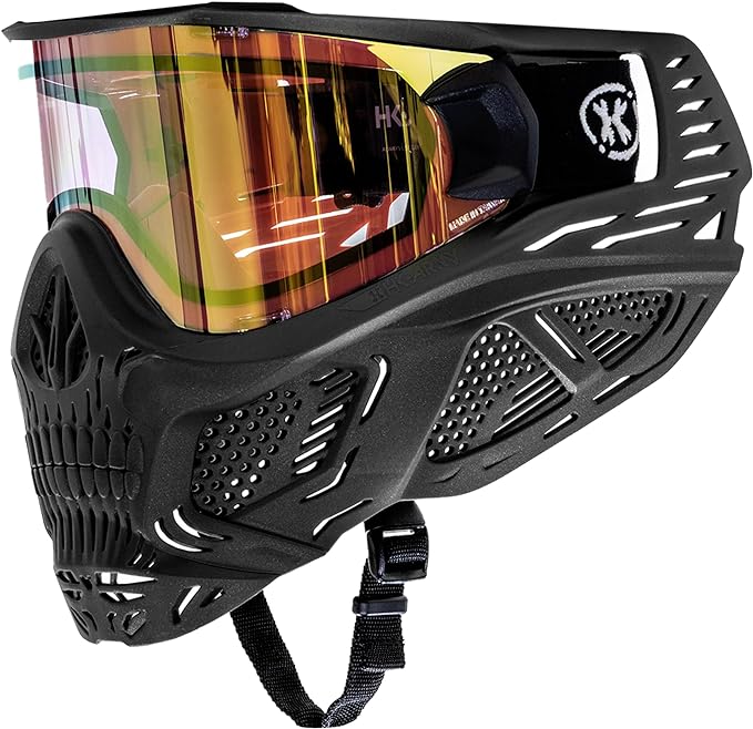HK Army HSTL Skull Paintball Goggle/Airsoft Mask (Black, Gold)