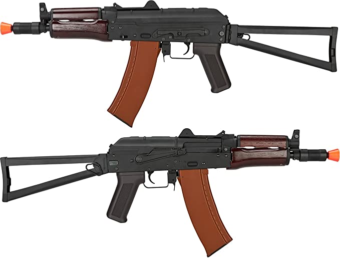 Evike - CYMA Airsoft AK74U AEG Rifle Steel Folding Stock Wood Furniture Gun Only