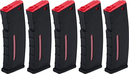 Evike BAMF 30rd Polymer Mil-Sim Airsoft Mag M4 / M16 AEG Rifles Black & Red/5pk