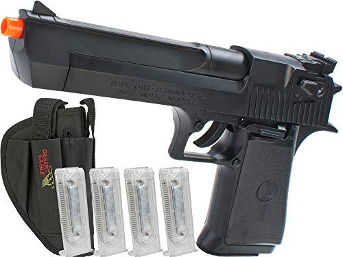 Evike Airsoft - Desert Eagle Licensed Magnum 44 Airsoft Pistol (Color: Black w/ 4 Extra Mags & Holster)
