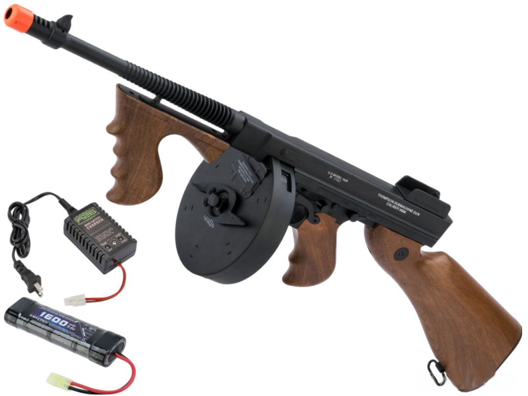 Evike Cybergun Licensed Thompson Chicago Typewriter Airsoft AEG Rifle(Battery+Charger)