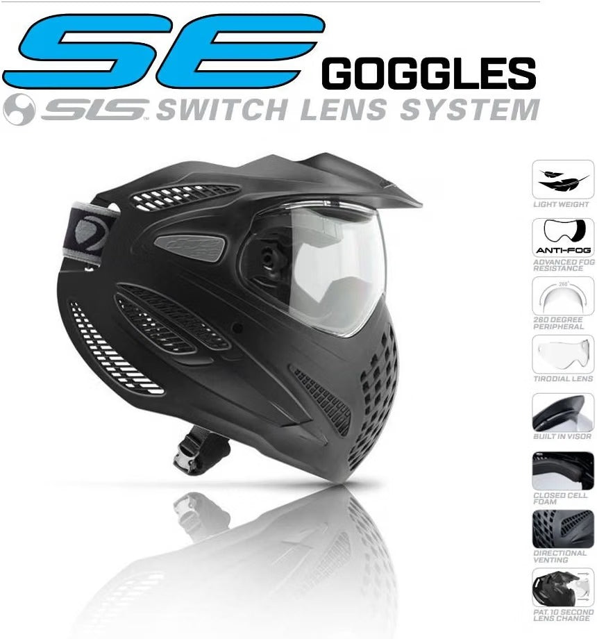 Dye SE Thermal Paintball Goggle – Anti-Fog Dual Pane Lens, Comfortable Fit, Durable Mask with Secure Strap – Black/One Size
