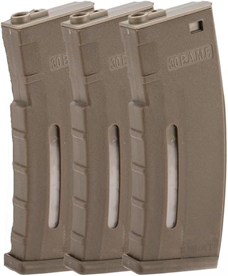 3Skull Evike BAMF 30rd Polymer MilSim Mag for M4 / M16 Airsoft AEG Rifles(Tan/3pack)