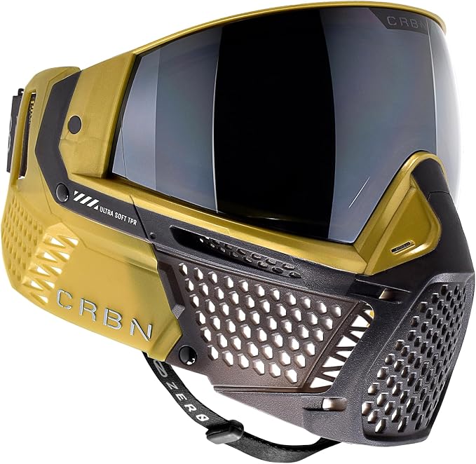 CRBN Paintball Zero Pro Goggle - Includes: Two Lens+Visor+Case-Carbon Paintball (More Coverage, Dune)