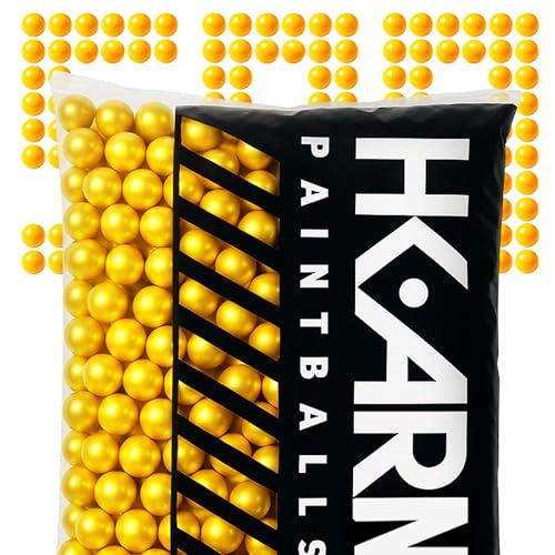 HK Army Scented Paintballs, Pineapple Punch, 500 Count | Level 3 Premier Grade .68 Caliber with Metallic Yellow Shell & Bright Yellow Fill | High Accuracy, Eco-Friendly Paintball for All Conditions