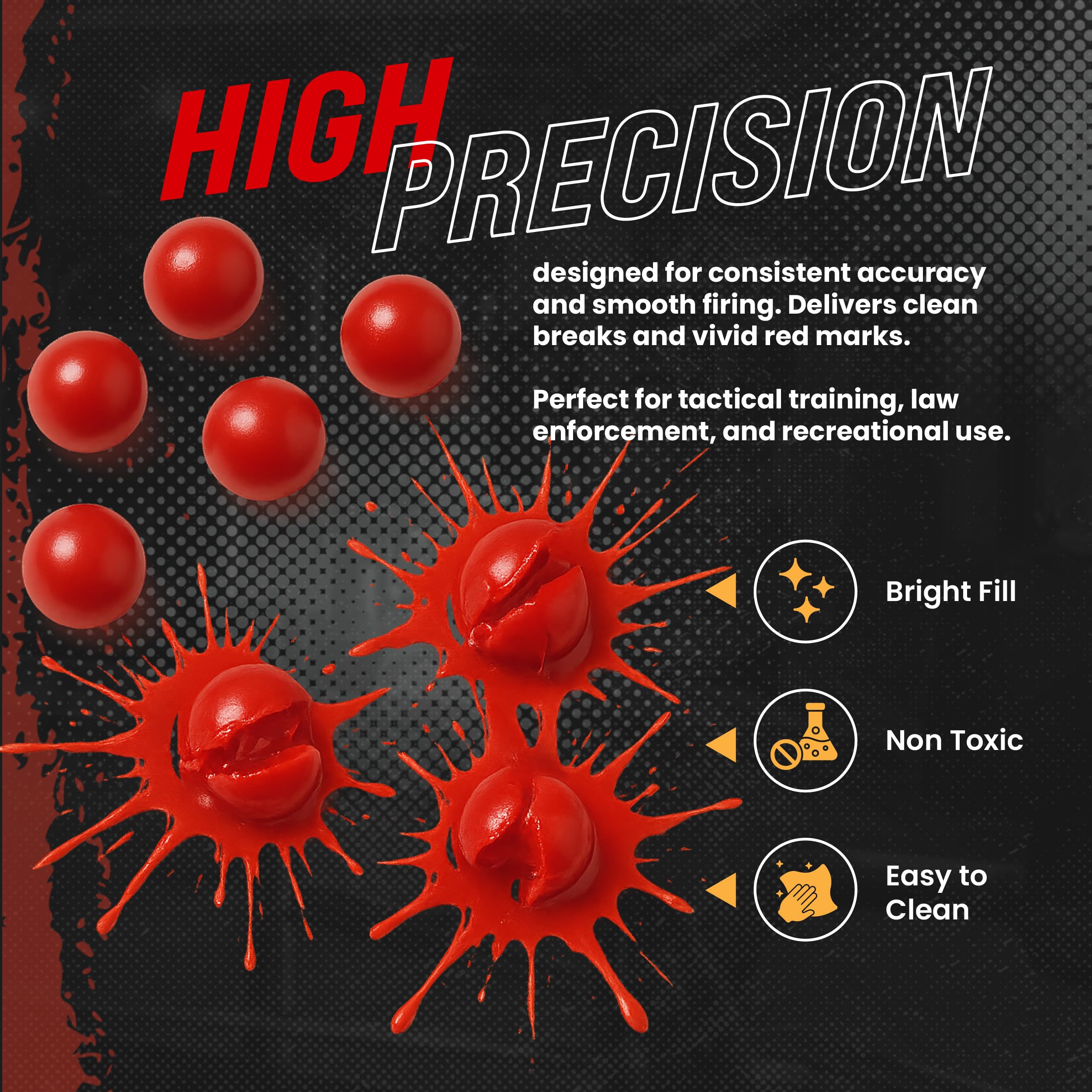 3Skull .43 Caliber Paintballs for Umarex T4E Paintball Pistols Blood Red Fill - 200 Count .43 Cal Ammo