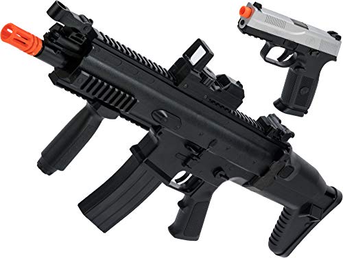 FN Herstal Scar-L Airsoft Rifle Gun AEG & FNS-9 Pistol Starter Kit Black