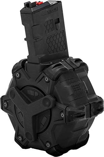 EvikeAWCustomDrumMag forGasBlowbackAirsoftPistols&Rifles(WEOpenBoltM4/Black)