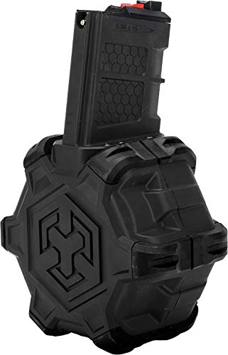 Evike AW Custom Drum Mag for Gas Blowback Airsoft Pistols & Rifles(WE Open Bolt M4/Black)