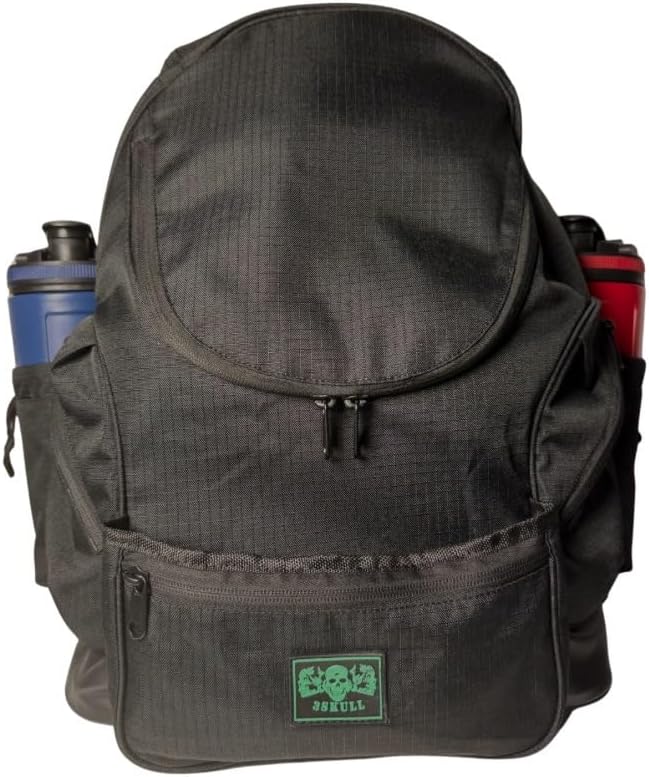 3Skull Disc Golf Bag SK2-30+ Disc Capacity - Ripstop - 5 Storage and 2 Water Bottle Pockets - Frisbee Disc Golf Backpack - Black