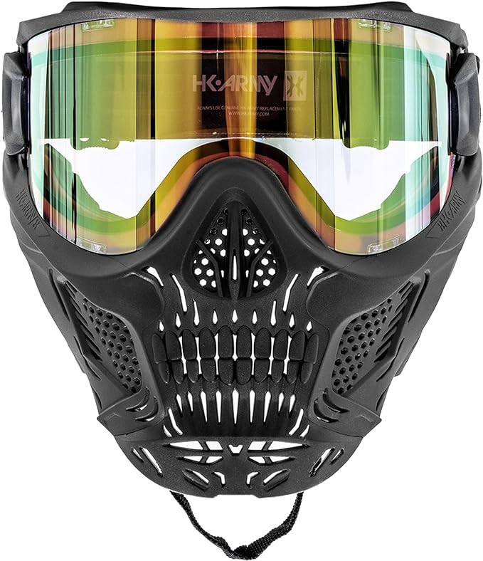 HK Army HSTL Skull Paintball Goggle/Airsoft Mask (Black, Gold)