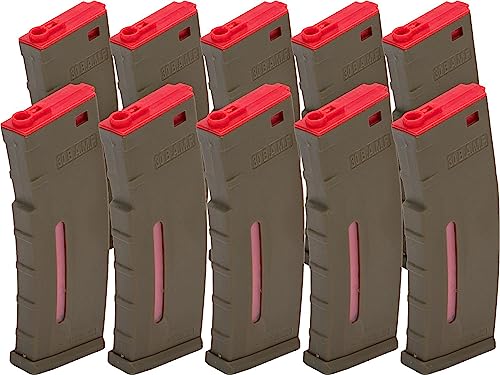 Evike Airsoft-BAMF 30rd Polymer MilSim Mag for M4/M16 Airsoft AEG Rifles(Tan&Red/10pk)