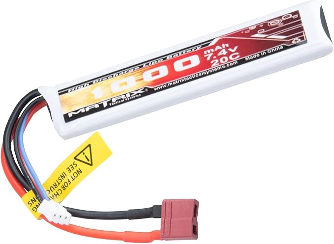 Evike Airsoft - Matrix High Performance 7.4V Stick Type Airsoft LiPo Battery (Model: 1000mAh / 20C / Deans & Long Wire)