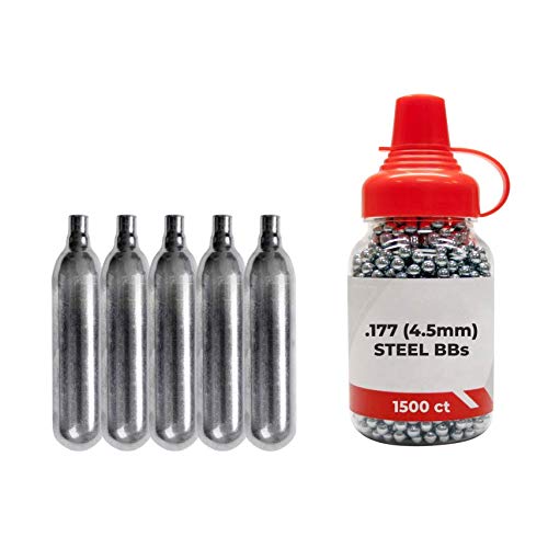 CO2 12g Tanks 5 Pack and 1500ct Steel BBS Sig Sauer P365 BB Gun Air Pistol