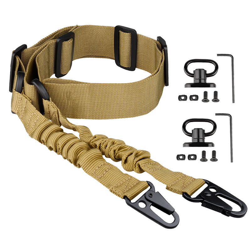 3Skull 2 Point Gun Sling Quick Adjust Quick Disconnect for Rifles, Airsoft, Paintball (Tan Sling with 2 Pack Sling Mounts)