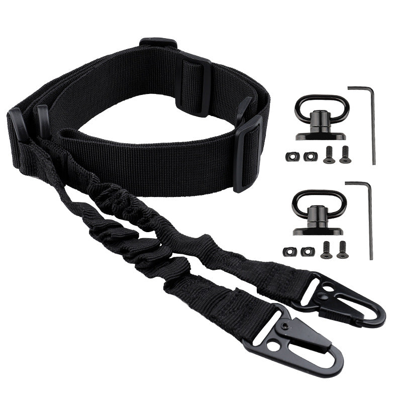 3Skull 2 Point Gun Sling Quick Adjust Quick Disconnect for Rifles, Airsoft, Paintball (Black Sling with 2 Pack Sling Mounts)