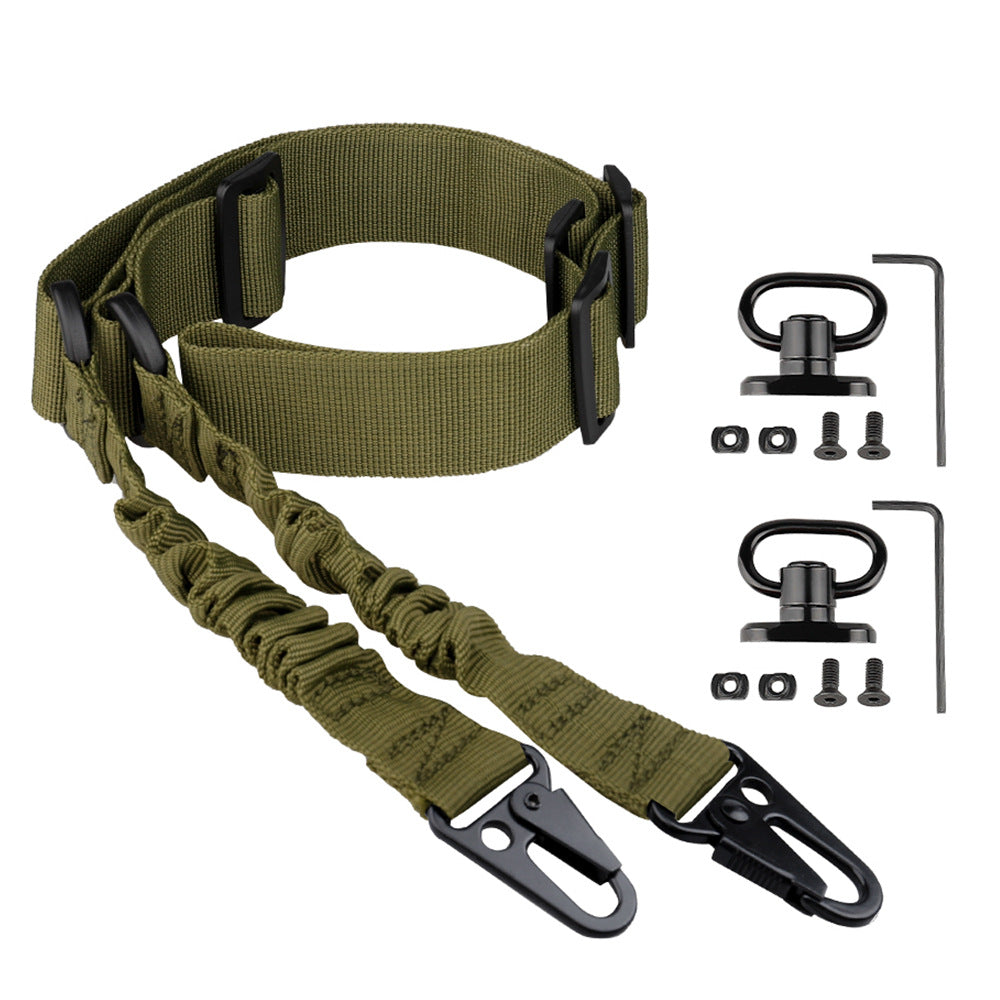 3Skull 2 Point Gun Sling Quick Adjust Quick Disconnect for Rifles, Airsoft, Paintball (Olive Sling with 2 Pack Sling Mounts)