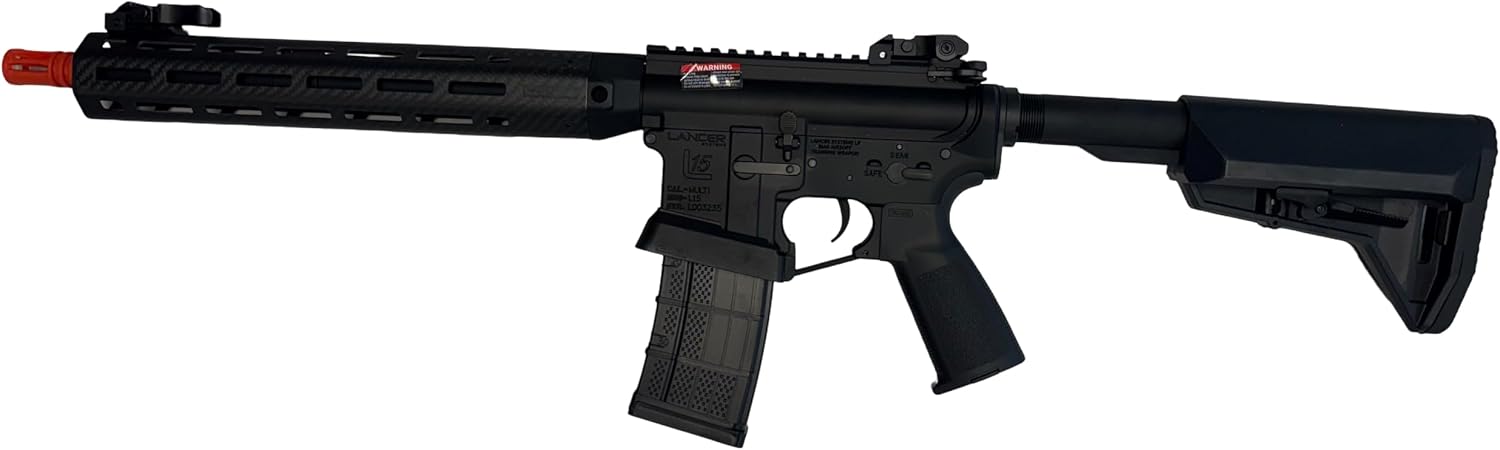 EMG Lancer Systems Licensed L15 Defense Airsoft AEG Rifle - Carbon Fiber 12"