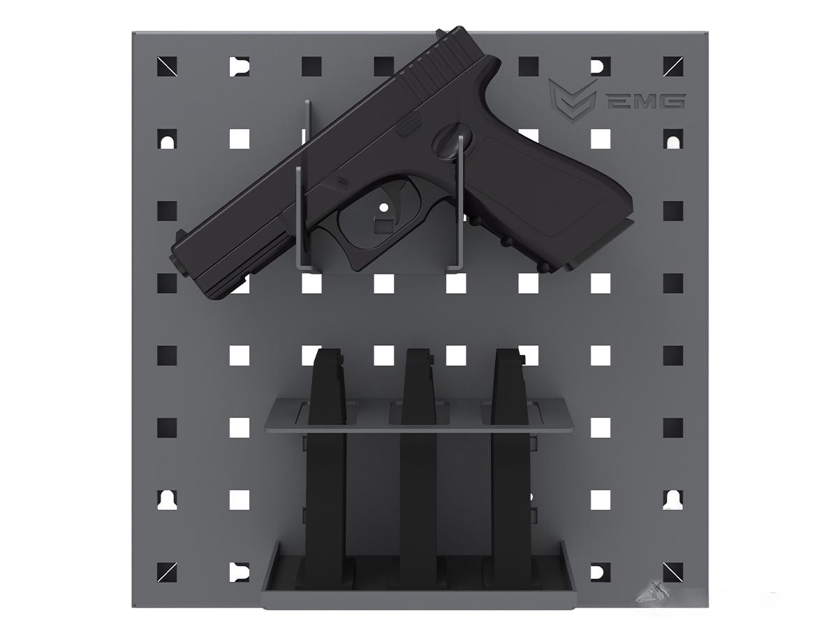 EMG Battle Wall Panels (12" x 12"/Dark Grey/Dual Vertical Hook+3 Mag Holder)