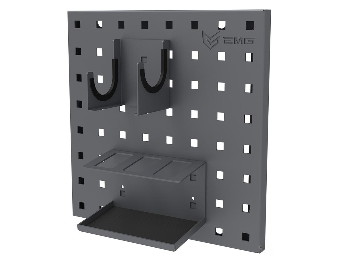 EMG Battle Wall Panels (12" x 12"/Dark Grey/Dual Vertical Hook+3 Mag Holder)