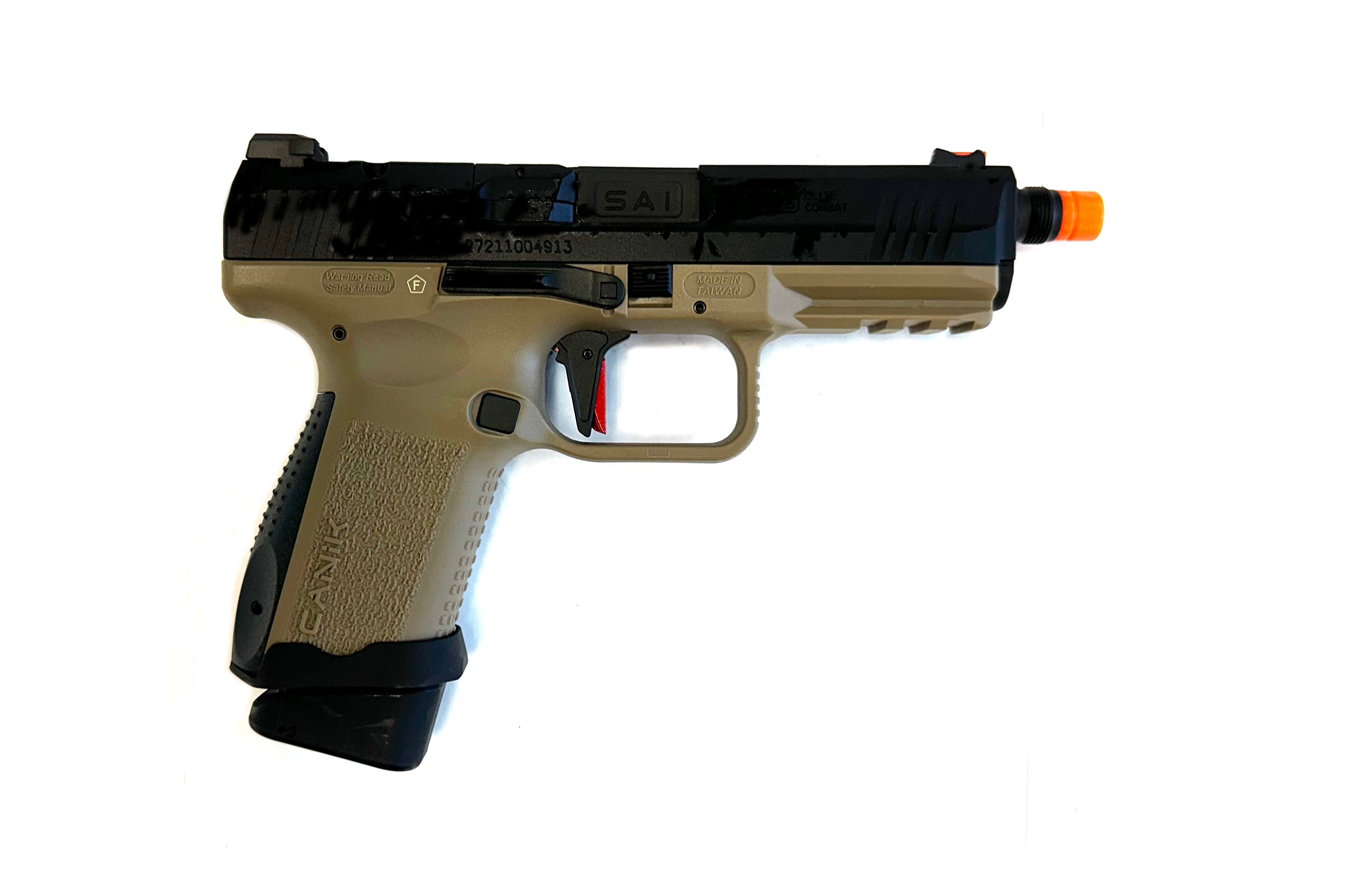 EMG Canik x Salient Arms TP9 Elite Combat Airsoft Pistol - Tan Two-Tone
