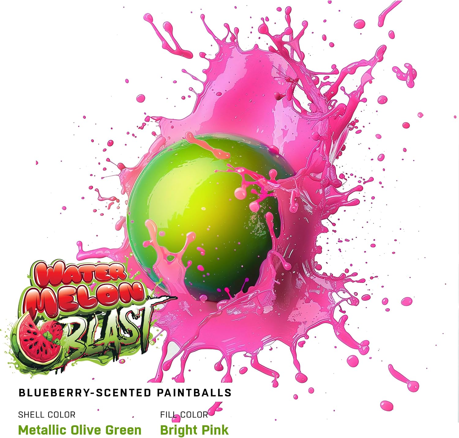 HK Army Scented Paintballs, Watermelon Blast, 500 Count | Level 3 Premier Grade .68 Caliber with Metallic Blue Shell & Bright Pink Fill | High Accuracy, Eco-Friendly Paintball for All Conditions