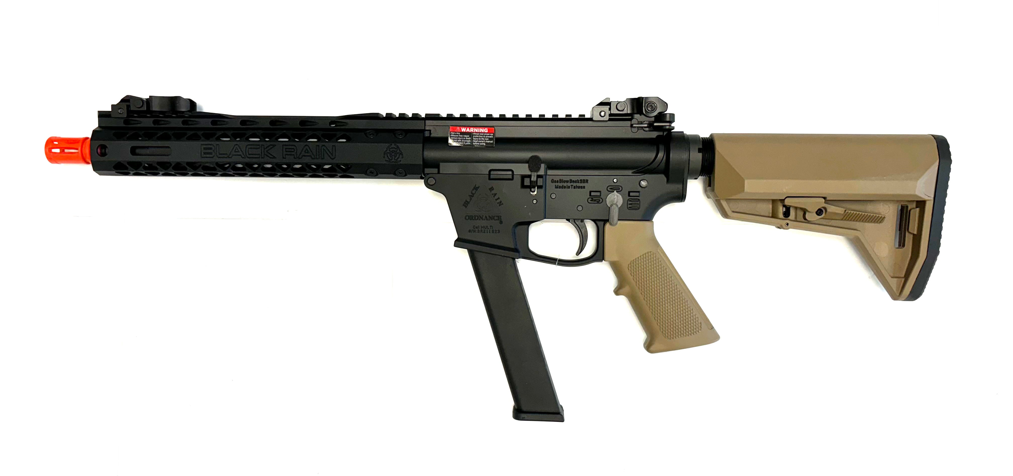EMG Black Rain Ordnance BRO 9mm Gas Blowback Airsoft Rifle (Carbine Black & Tan)