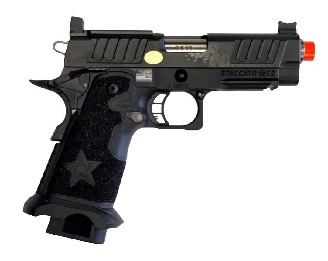 6mmProShop Staccato Lic C2 Compact 2011 GBB T8 Airsoft Pistol(Black/Green Gas)