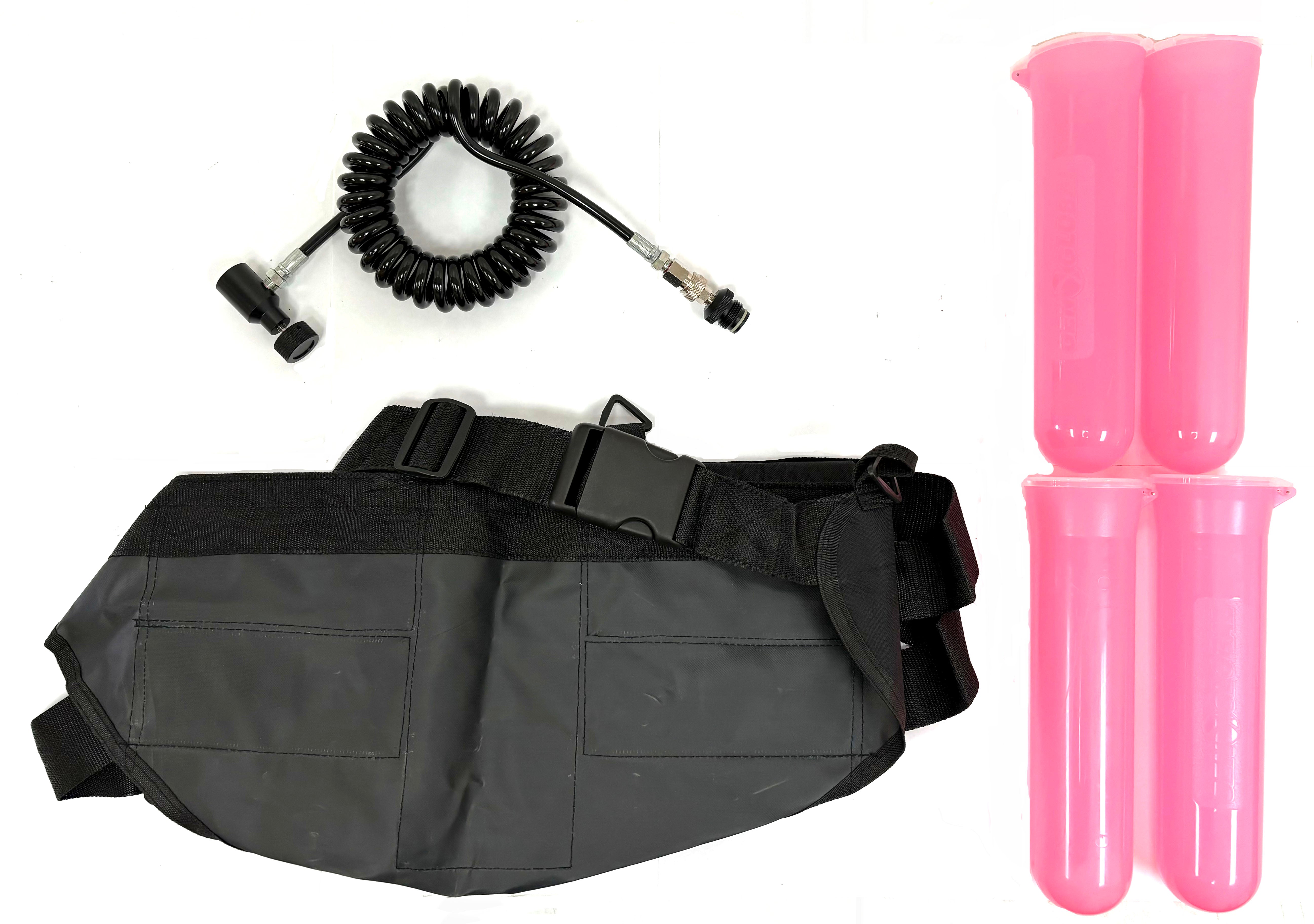 3Skull 4+1 Paintball Harness Pink Pod Pack & Quick Disconnect Tank Remote Coil