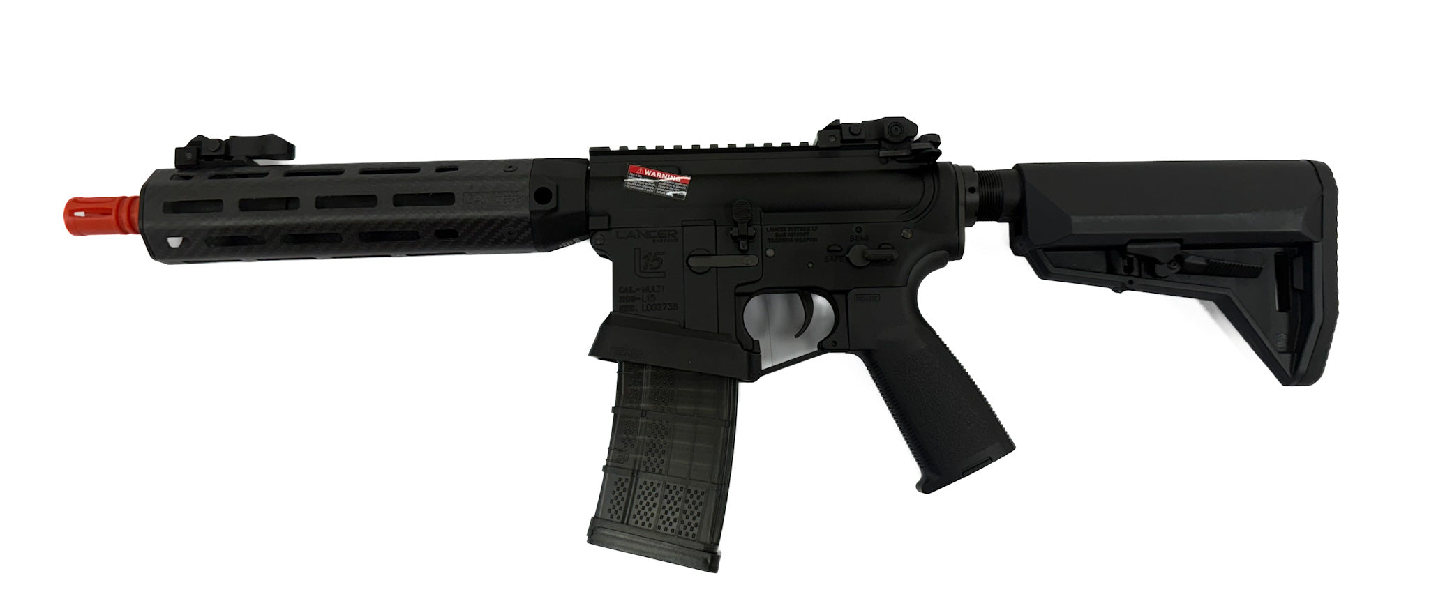 EMG Lancer Systems Licensed L15 Defense Airsoft AEG Rifle - Carbon Fiber 8"