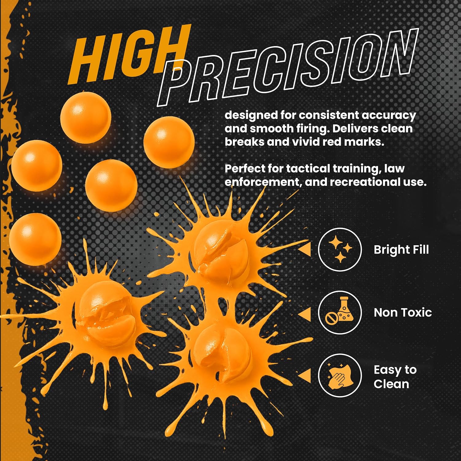 3Skull .43 Caliber Premium Paintballs Orange (250)