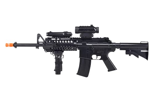 SOFTAIR F4D AEG Electric Airsoft Rifle with Flashlight and Laser, Black, 200 FPS