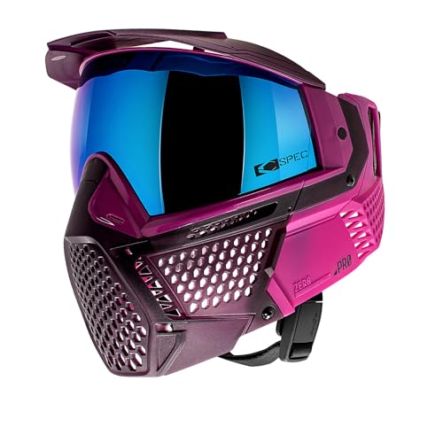 CRBN Paintball Zero Pro Goggle - Includes: Two Lens + Visor + Case - Carbon Paintball (Violet, More Coverage)