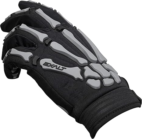 Exalt Death Grip Paintball Full Finger Skeleton Hand Glove Bones (Grey X-Large)