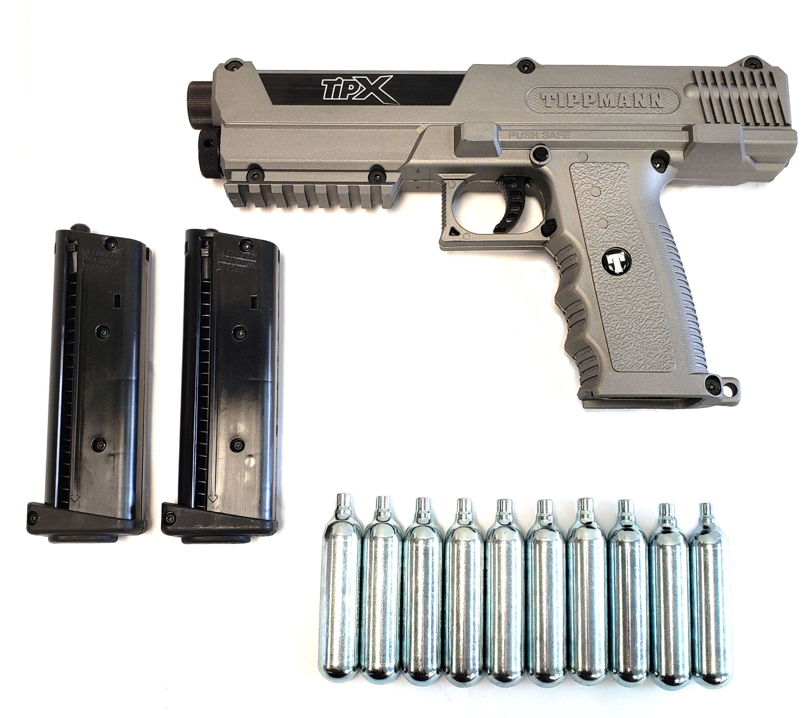 3Skull Tippmann TiPX Paintball Pistol Gun Plus 10ct 12Grams (Steel Grey)