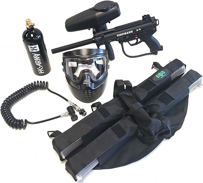 3Skull Tippman A-5 Mega 4+1 Paintball Gun Package with Remote Coil Marker Set