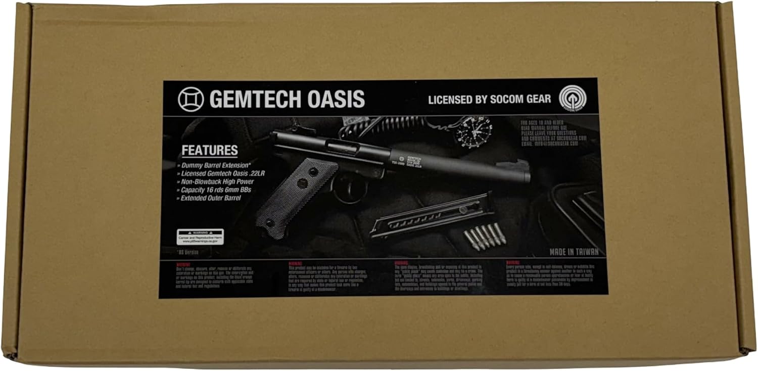 SOCOM Gear Gemtech High Power 400 FPS Oasis Airsoft Gas Pistol - Black
