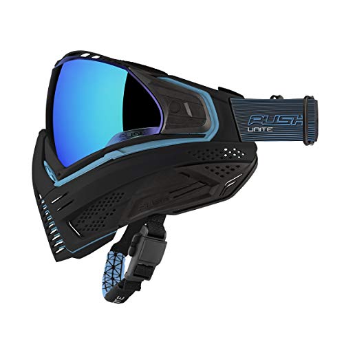 Push Unite Paintball Goggles MASK with Quad PANE Lens and CASE (Blue)