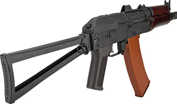 Evike - CYMA Airsoft AK74U AEG Rifle Steel Folding Stock Wood Furniture Gun Only