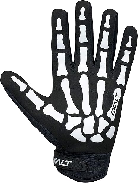 Exalt Death Grip Paintball Full Finger Skeleton Hand Glove Bones (White, Large)