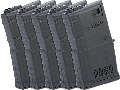 EvikeAirsoft-ARES AMAG 100rd Airsoft BB M4/M16 MidCap Mag for AEGs(Black/5 Pack)