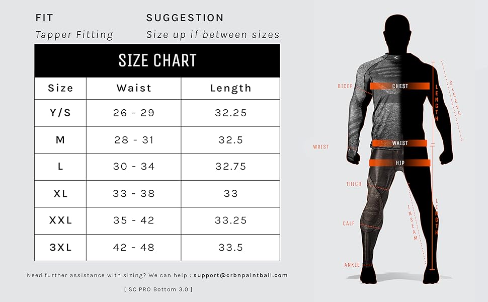 CRBN Paintball SC PRO Bottom 3.0 [ Tight Fitting-Protective Base Layer ] [ Carbon Paintball ] (X Large)