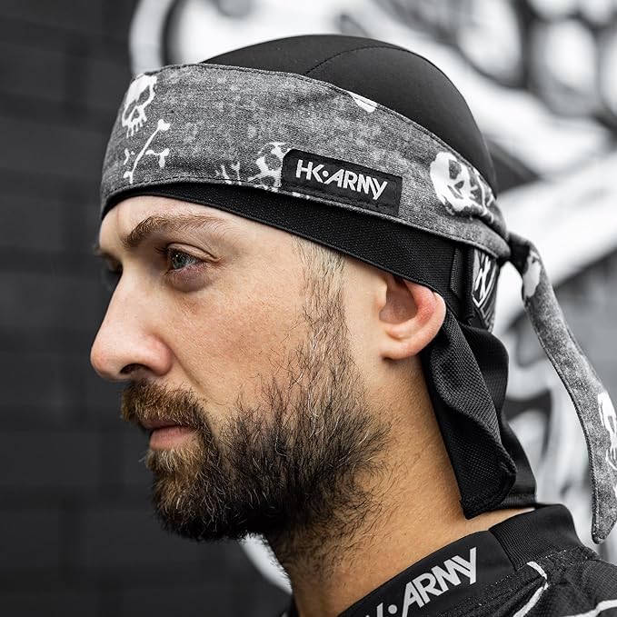HK Army Skull Wrap Headwrap for Paintball & Airsoft (All Black)