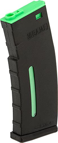 Evike Airsoft - BAMF 190rd Polymer Mid-Cap Airsoft Magazine for Airsoft M4 / M16 Series AEG Rifles (Color: Black w/Green/Single Magazine)