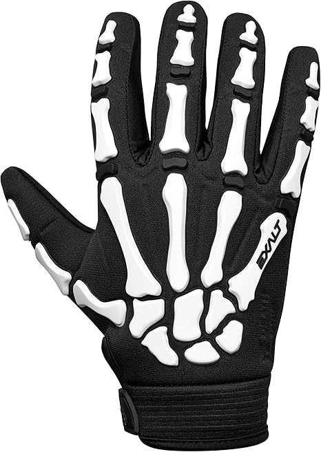 Exalt Death Grip Paintball Full Finger Skeleton Hand Glove Bones (White, Small)