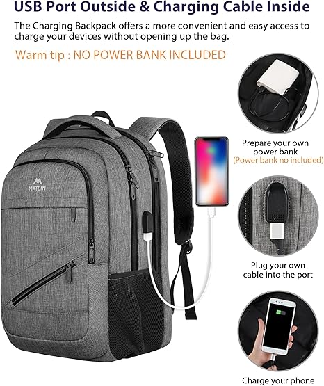 MATEIN 18 Inch Laptop Backpack, Extra Large Travel Backpack with Lugga MATEIN 18 Inch Laptop Backpack, Extra Large Travel Backpack with Lugga