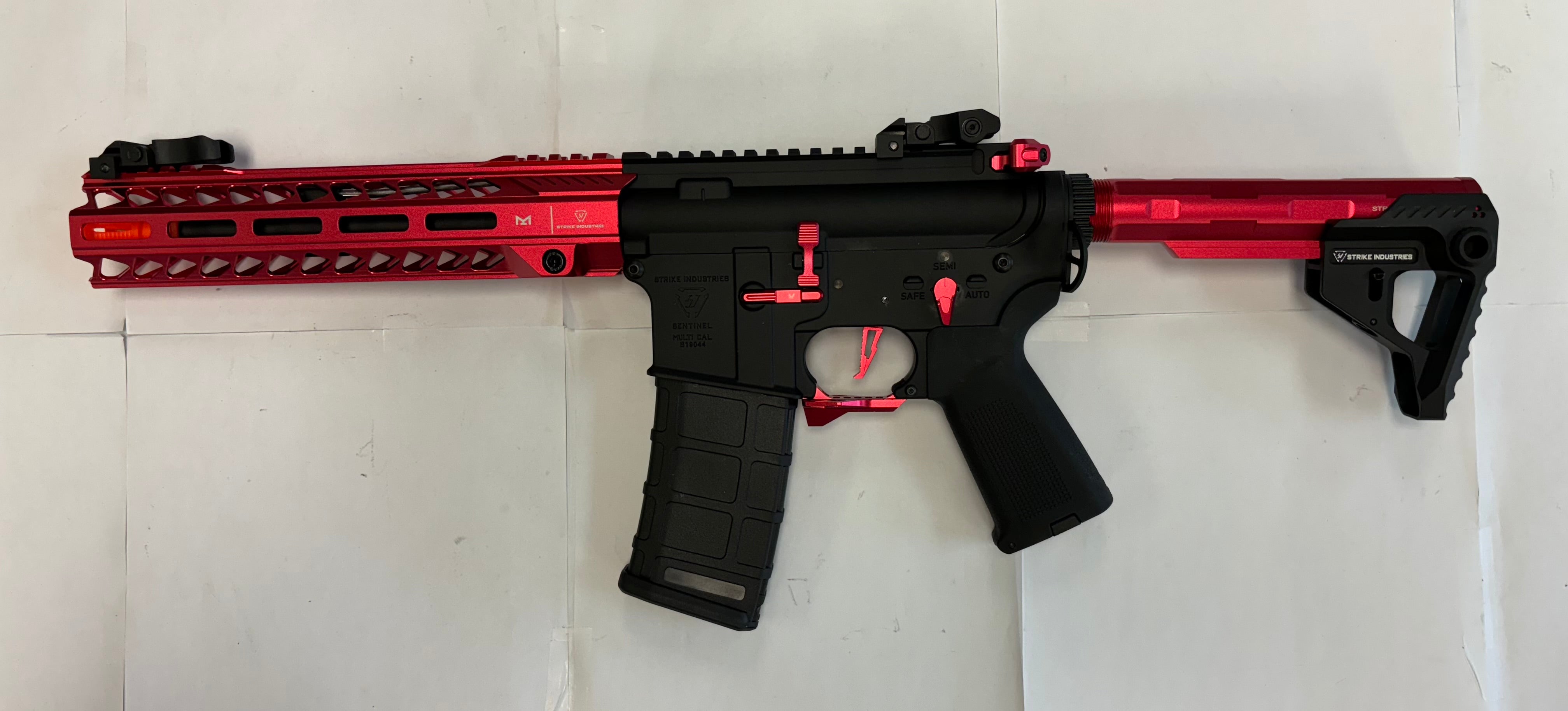 6mmProShop SI Licensed Sentinel M4 Airsoft AEG Rifle (Red / 10" GRIDLOK LITE )