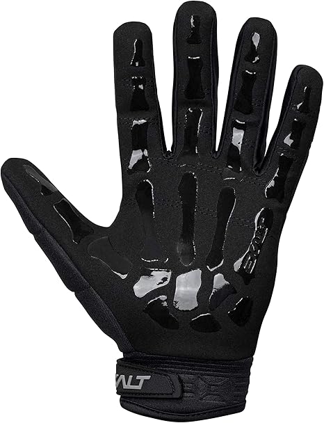 Exalt Death Grip Paintball Full Finger Skeleton Hand Glove Bones (Black, Small)