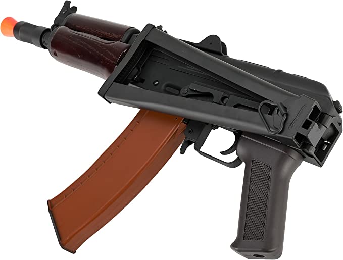 Evike - CYMA Airsoft AK74U AEG Rifle Steel Folding Stock Wood Furniture Gun Only